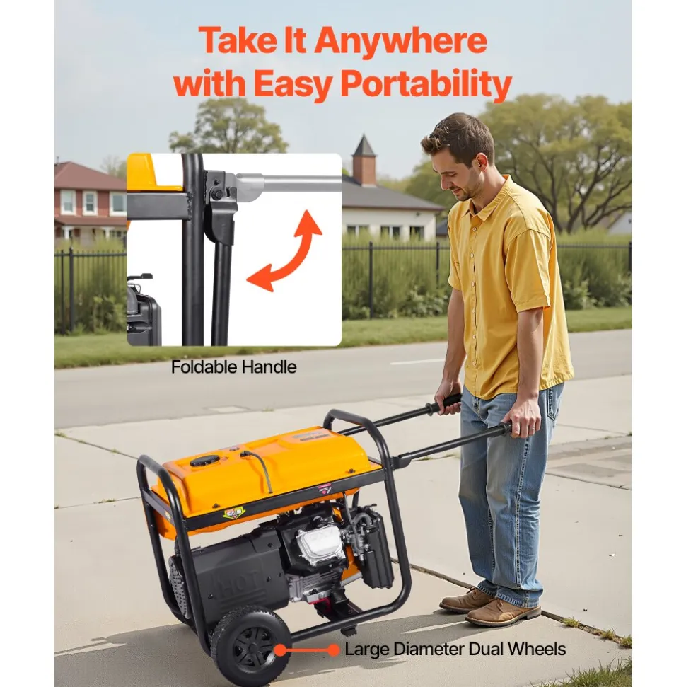 VEVOR Portable Generator, Gasoline 13500W Peak Watt, LPG 12000W Peak Watt & Natural Gas 11000W Peak Watt Tri-Fuel Generator, Home Backup Generators with Electric Start, Gas, LPG & Natural Gas Powered