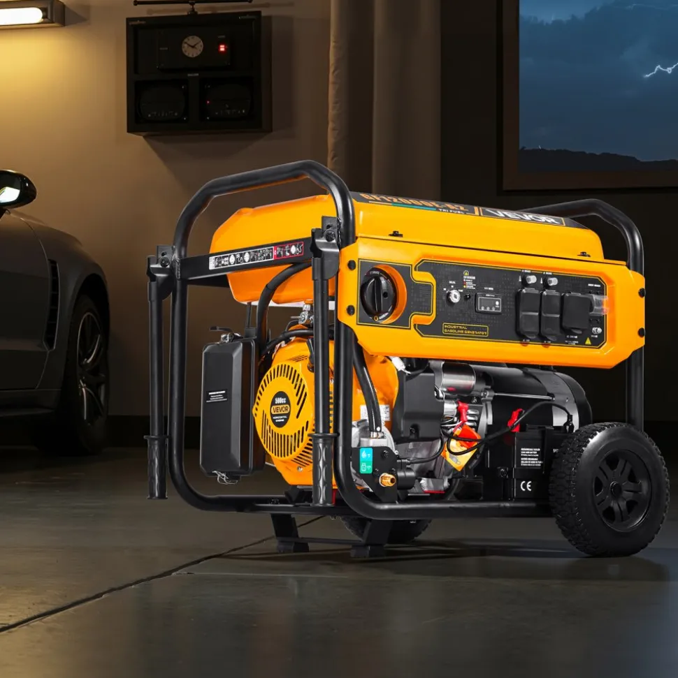 VEVOR Portable Generator, Gasoline 13500W Peak Watt, LPG 12000W Peak Watt & Natural Gas 11000W Peak Watt Tri-Fuel Generator, Home Backup Generators with Electric Start, Gas, LPG & Natural Gas Powered
