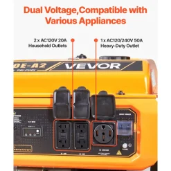 VEVOR Portable Generator, Gasoline 13500W Peak Watt, LPG 12000W Peak Watt & Natural Gas 11000W Peak Watt Tri-Fuel Generator, Home Backup Generators with Electric Start, Gas, LPG & Natural Gas Powered