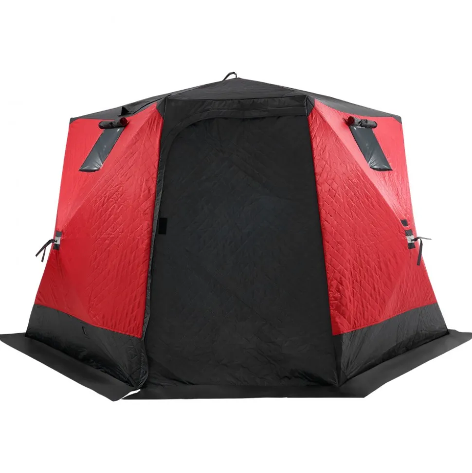 VEVOR Portable Ice Shelter, 4-6 Person Insulated Pop-Up Ice Fishing Tent, 50 Square Feet Fishable Area, Thermal Ice Shanty for Winter Fishing, Ice Cube with Anchors, Ropes, Carrying Bag, 130"x130"