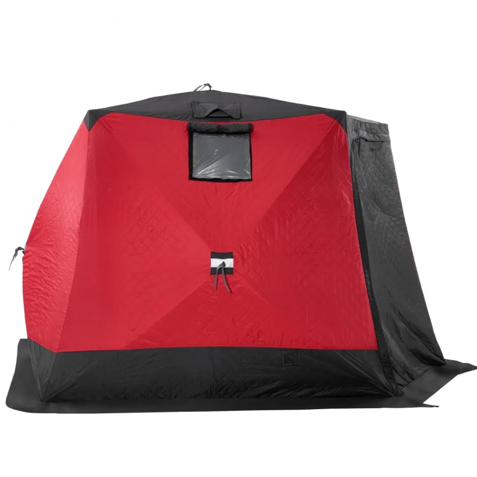 VEVOR Portable Ice Shelter, 4-6 Person Insulated Pop-Up Ice Fishing Tent, 50 Square Feet Fishable Area, Thermal Ice Shanty for Winter Fishing, Ice Cube with Anchors, Ropes, Carrying Bag, 130"x130"