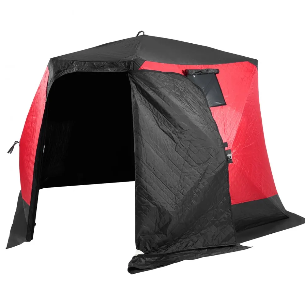 VEVOR Portable Ice Shelter, 4-6 Person Insulated Pop-Up Ice Fishing Tent, 50 Square Feet Fishable Area, Thermal Ice Shanty for Winter Fishing, Ice Cube with Anchors, Ropes, Carrying Bag, 130"x130"