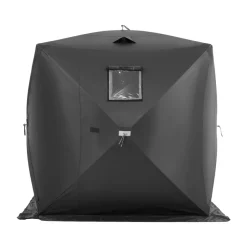 VEVOR Portable Ice Shelter, 3-4 Person Pop-Up Ice Fishing Tent, 35 Square Feet Fishable Area, Ice Shanty for Winter Fishing, Waterproof Oxford Ice Cube with Anchors/Ropes/Carrying Bag, 71"x71", Black