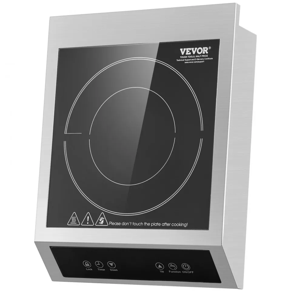 VEVOR Portable Induction Cooktop, 1800W Commercial Induction Burner with 9 Temperature Settings, Stainless Steel Countertop Induction Hot Plate with 3H Timer, Child Lock, for Restaurant Cooking