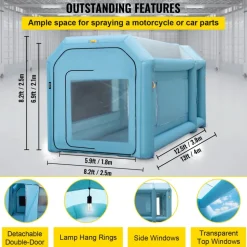 VEVOR Portable Inflatable Paint Booth, 13 x 8 x 8ft Inflatable Spray Booth, Car Paint Tent with Air Filter System & 2 Blowers, Upgraded Blow Up Spray Booth Tent, Auto Paint Workstation Motorcycle Gara