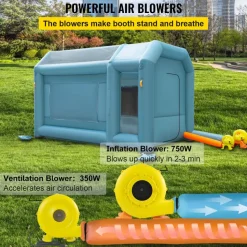 VEVOR Portable Inflatable Paint Booth, 13 x 8 x 8ft Inflatable Spray Booth, Car Paint Tent with Air Filter System & 2 Blowers, Upgraded Blow Up Spray Booth Tent, Auto Paint Workstation Motorcycle Gara