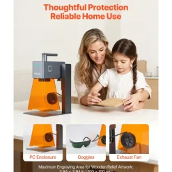 VEVOR Portable Laser Engraver, 5000 mm/s High Speed, 12W Handheld Blue Laser Engraver and Cutter, Engraving Precision 0.01 x 0.01 mm, DIY Engraving Tool, for Wood, Acrylic, Leather, Cloth, Class 4
