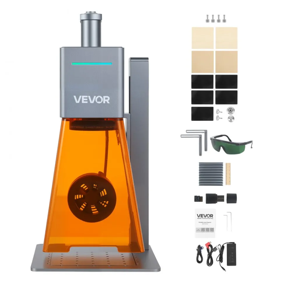VEVOR Portable Laser Engraver, 5000 mm/s High Speed, 12W Handheld Blue Laser Engraver and Cutter, Engraving Precision 0.01 x 0.01 mm, DIY Engraving Tool, for Wood, Acrylic, Leather, Cloth, Class 4