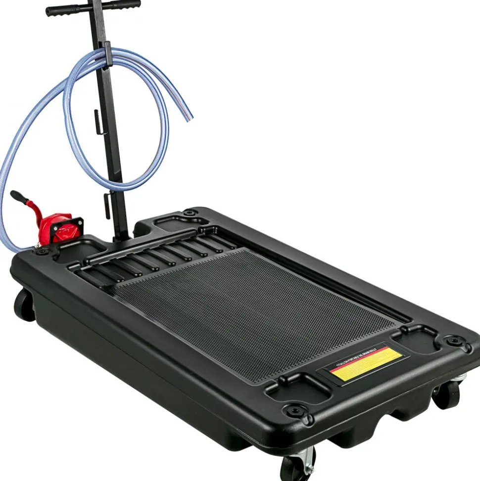 VEVOR Portable Oil Drain Pan with Pump 64L Oil Drain Pan 17 Gallon Low Profile Oil Drain Pan with 8' Hose for SUV Car and Trucks