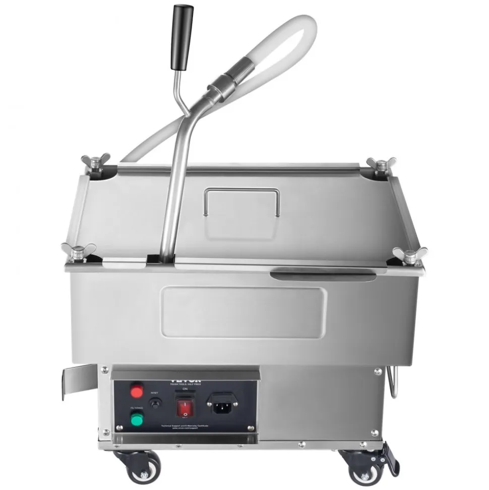 VEVOR Portable Oil Filtering Unit, 18L Capacity, 10 L/min Filtering Speed, Equipped with Swivel Casters and Oil Hose, Ideal for Fast Food Venues