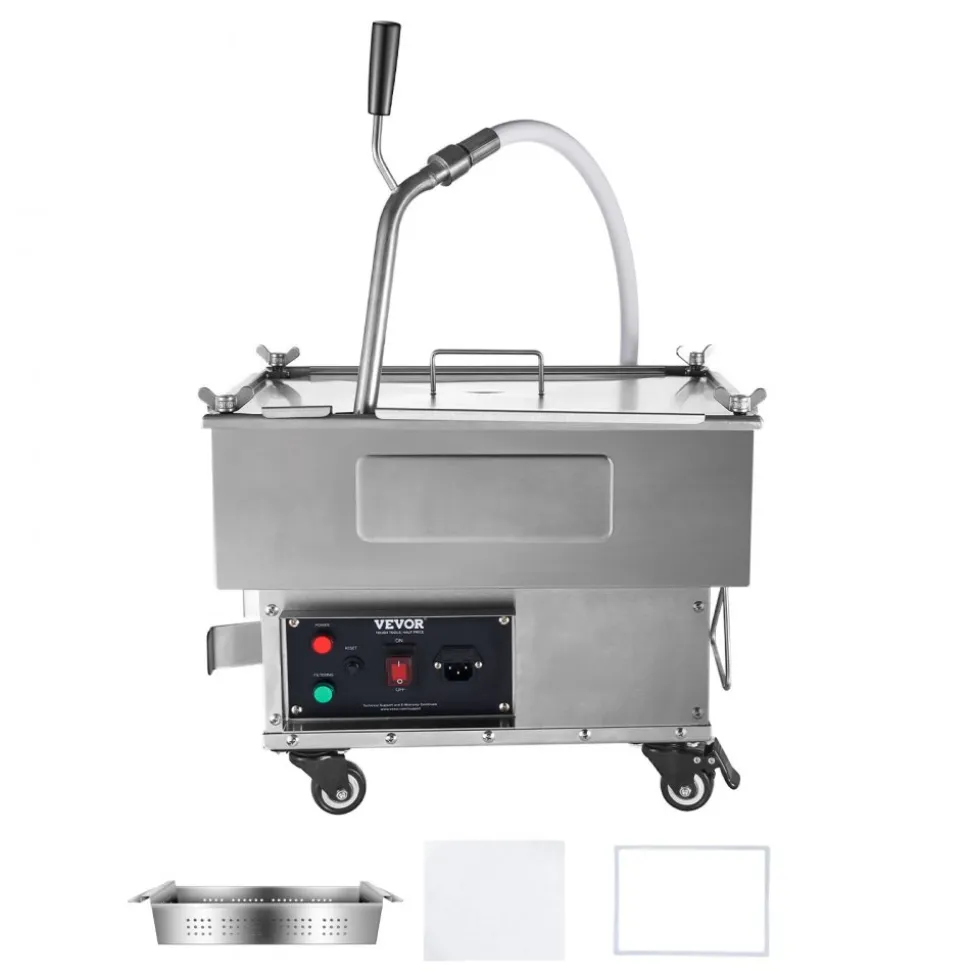 VEVOR Portable Oil Filtering Unit, 18L Capacity, 10 L/min Filtering Speed, Equipped with Swivel Casters and Oil Hose, Ideal for Fast Food Venues