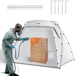 VEVOR Portable Paint Booth, Larger Spray Paint Tent with Built-in Floor & Mesh Screen, Painting Tent Station for Furniture DIY Hobby Tool, 7.5x5.2x5.2ft Spray Paint Shelter