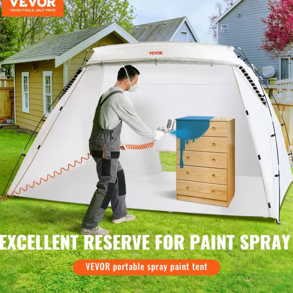 VEVOR Portable Paint Booth, Larger Spray Paint Tent with Built-in Floor & Mesh Screen, Painting Tent Station for Furniture DIY Hobby Tool, 10x7x6ft Spray Paint Shelter