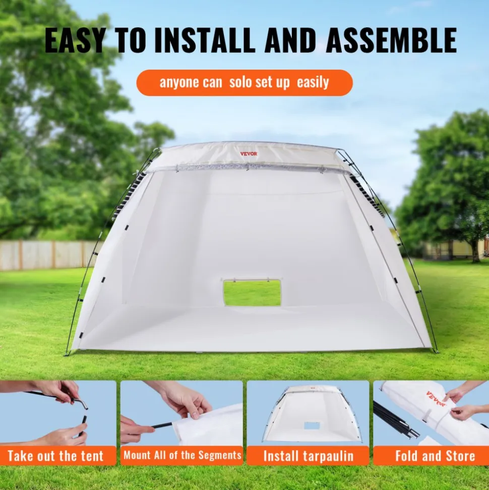 VEVOR Portable Paint Booth, Larger Spray Paint Tent with Built-in Floor & Mesh Screen, Painting Tent Station for Furniture DIY Hobby Tool, 10x7x6ft Spray Paint Shelter