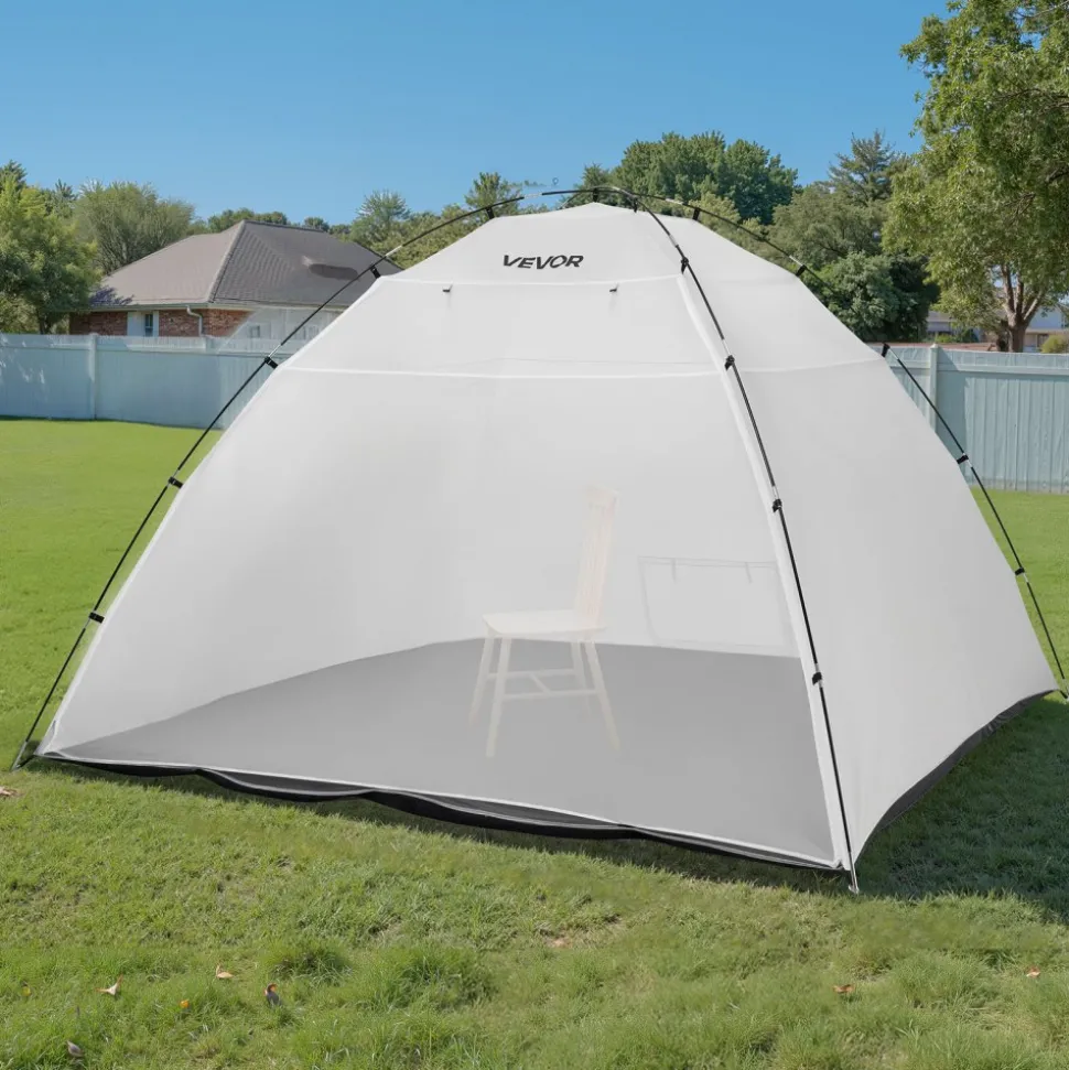 VEVOR Portable Paint Booth Tent, 116.14 x 114.96 x 79.53 inch Painting Tent Station, Spray Shelter with Built-in Floor & Mesh Screen, Large Space, Oxford Spray Painting Tents for Cupboard, Chairs