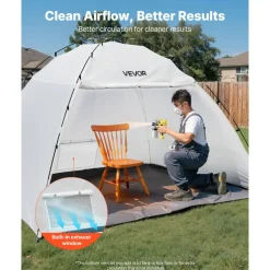 VEVOR Portable Paint Booth Tent, 115.35 x 90.55 x 74 inch Painting Tent Station, Spray Shelter with Built-in Floor & Mesh Screen, Large Space, Oxford Spray Painting Tents for Cupboard, Chairs, Tables