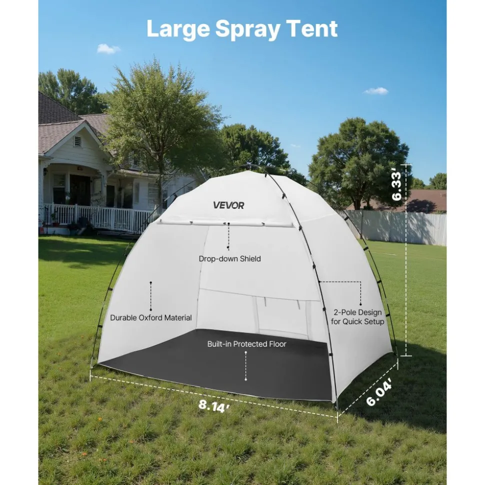 VEVOR Portable Paint Booth Tent, 91.7 x 67.7 x 74.8 inch Painting Tent Station, Spray Shelter with Built-in Floor & Mesh Screen, Large Space, Oxford Spray Painting Tents for Cupboard, Chairs, Tables