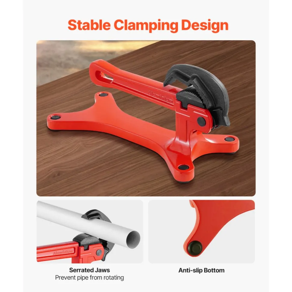 VEVOR Portable Pipe Vise, Lightweight Aluminum Pipe Vise with 1/8" to 1-1/2" Clamping Capacity, Ideal for Onsite Plumbing Installation, Repair, and Maintenance