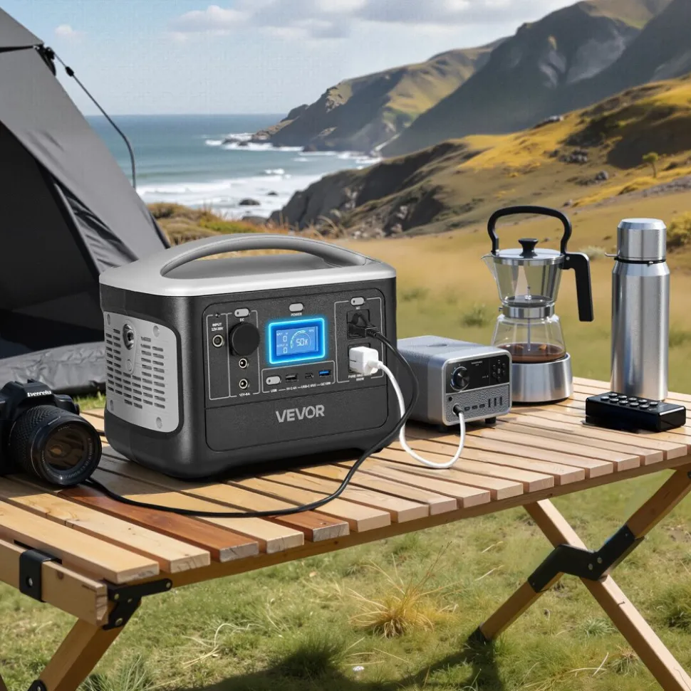 VEVOR Portable Power Station, 600W Solar Generator Power Station, 493Wh LiFePO4 Battery Backup with 8 Output Ports for Home Emergency, Outdoor Camping, RV Travel (Solar Panel NOT Included)