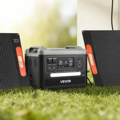 VEVOR Portable Power Station, 2400W Portable Solar Generator with 2PCS * 200W Foldable Solar Panels, 2160Wh Expandable LiFePO4 Battery Backup with 10 Output Ports for Home Backup Outdoor Camping RV