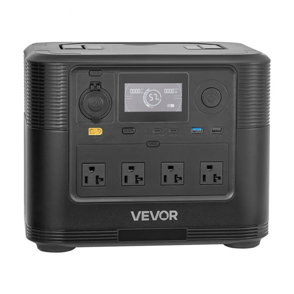 VEVOR Portable Power Station, 1800W Solar Generator Power Station, 1008Wh LiFePO4 Battery Backup with 9 Output Ports for for Home Emergency, Outdoor Camping, RV Travel (Solar Panel NOT Included)