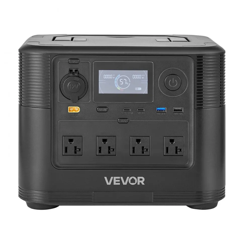 VEVOR Portable Power Station with 200W Solar Panel, 1800W Solar Generator Power Station, 1008Wh LiFePO4 Battery Backup with 9 Output Ports for for Home Emergency, Outdoor Camping, RV Travel