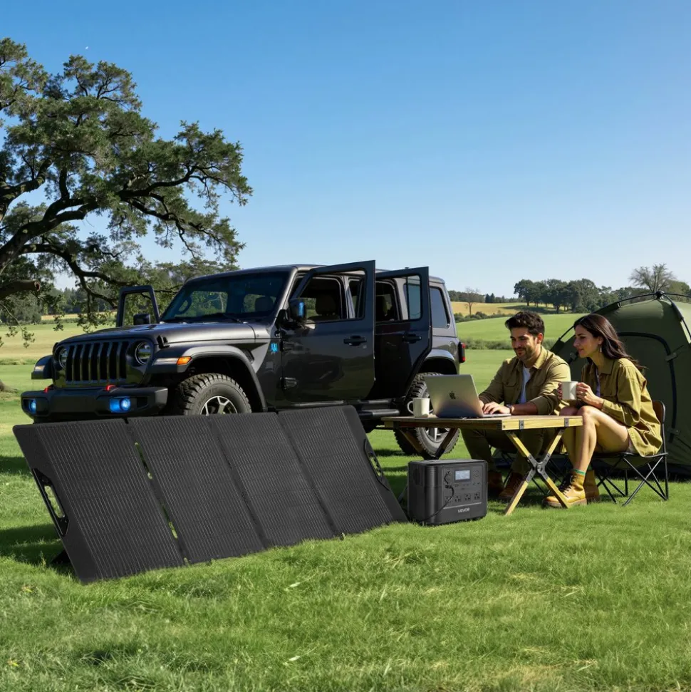VEVOR Portable Power Station with 200W Solar Panel, 1800W Solar Generator Power Station, 1008Wh LiFePO4 Battery Backup with 9 Output Ports for for Home Emergency, Outdoor Camping, RV Travel