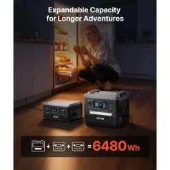 VEVOR Portable Power Station, 2400W Portable Solar Generator with 200W Foldable Solar Panel, 2160Wh Expandable LiFePO4 Battery Backup with 10 Output Ports & Adjustable Input Power for Home Camping RV