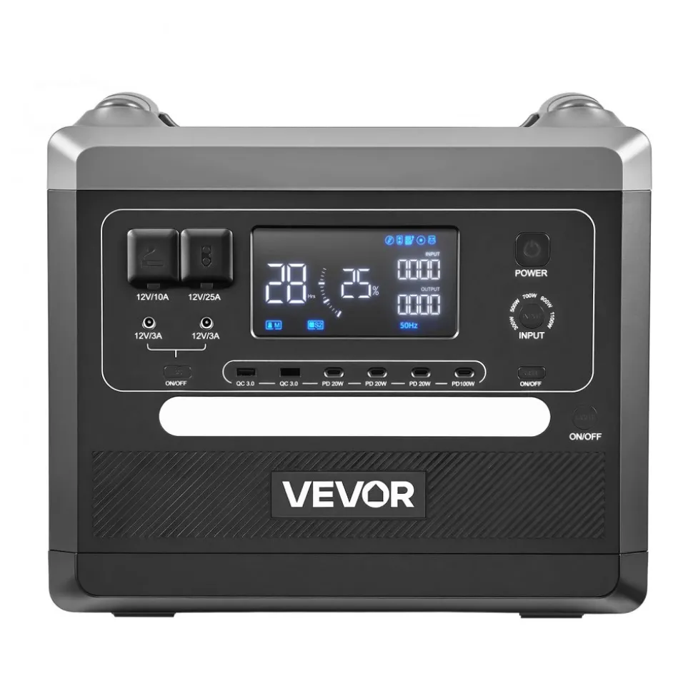 VEVOR Portable Power Station, 2400W Portable Solar Generator with 200W Foldable Solar Panel, 2160Wh Expandable LiFePO4 Battery Backup with 10 Output Ports & Adjustable Input Power for Home Camping RV