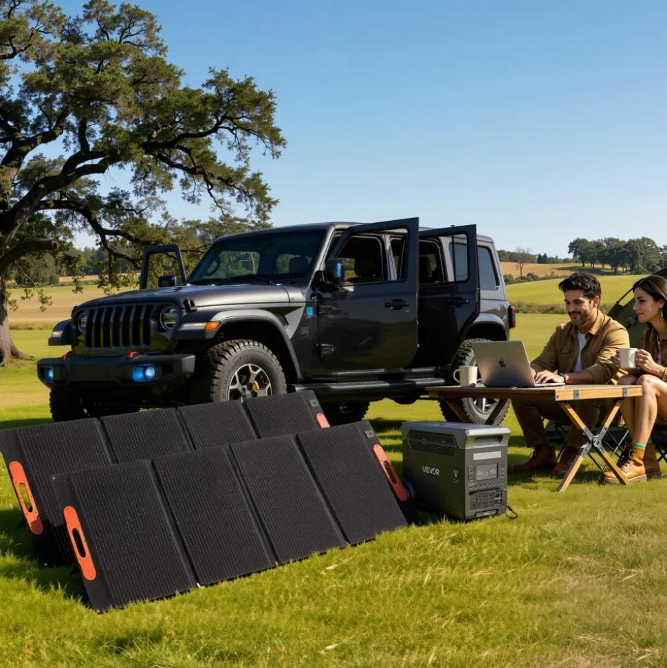 VEVOR Portable Power Station with 200W Solar Panel, 1200W Solar Generator Power Station, 806Wh LiFePO4 Battery Backup with 9 Output Ports for Home Emergency, Outdoor Camping, RV Travel