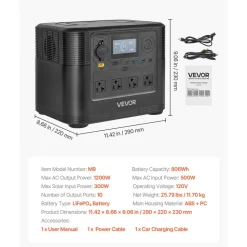 VEVOR Portable Power Station, 3600W 3840Wh Power Station Solar Generator with 10 Output Ports & Adjustable Input Power, Expandable LiFePO4 Battery Backup for Home Camping RV (Solar Panel NOT Included)