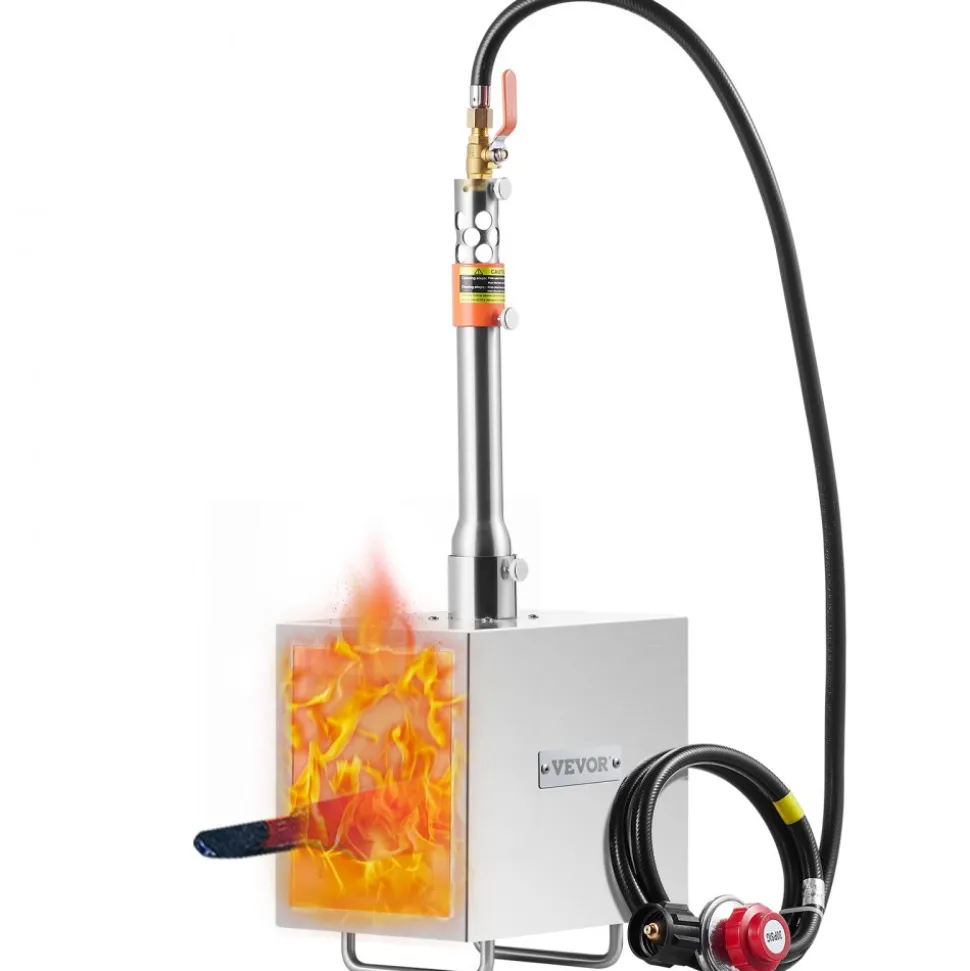VEVOR Portable Propane Forge, 1 Burner, 2600℉ Tool and Knife Making Blacksmithing Farrier Forge, Large Capacity Square Shape, Stainless Steel Gas Forging Tools and Equipment, Use for Metal Forging
