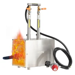VEVOR Portable Propane Forge, 2 Burners, 2600℉ Tool and Knife Making Blacksmithing Farrier Forge, Large Capacity Square Shape, Stainless Steel Gas Forging Tools and Equipment, Use for Metal Forging