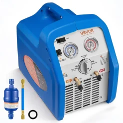 VEVOR Portable Refrigerant Recovery Machine, 3/4 HP 120V 60Hz Single Cylinder AC Recovery Machine for Liquid Vapor Refrigerant, 1750 RPM Recycling Unit HVAC for Automotive & Household Air Conditioning