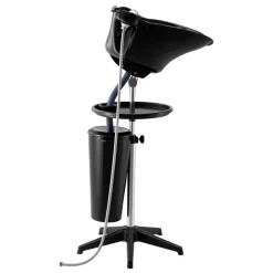 VEVOR Portable Shampoo Bowl, Deep Shampoo Sink with Adjustable Height & Angle, Washing Hair Station Includes Drain Hose, Shower Head and Bucket, Salon Sink for Home & Barber Use, Black