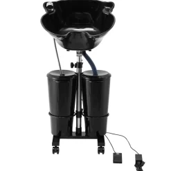 VEVOR Portable Shampoo Bowl, Shampoo Sink for Washing Hair with Electric Pump, Includes 2 Buckets 2 Showerheads, Drain Hose, Height and Angle Adjustable Portable Wash Bowl for Home Salon Use, Black