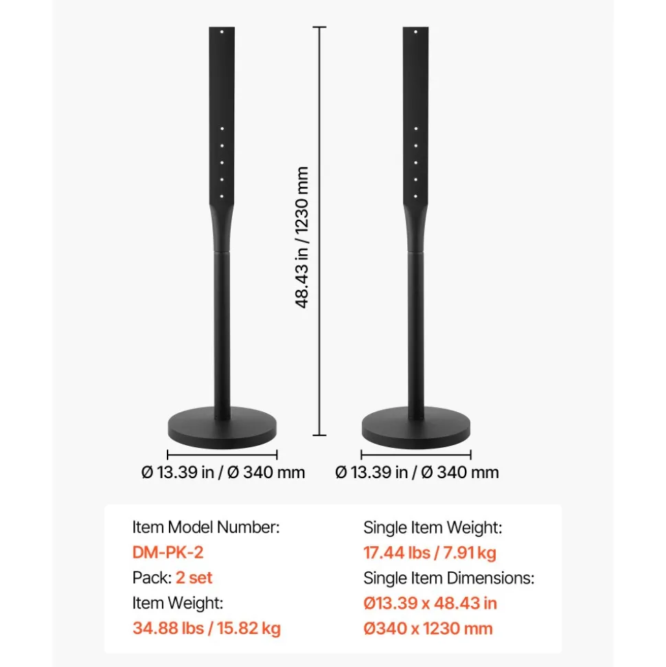 VEVOR Portable Sign Post, 2-Pack, 4 ft Tall, Metal Sign Stands with Heavy Duty Cast Iron Base, Multi-Hole Design for Easy Installation, Wind-Resistant, for Indoor and Outdoor Parking, Warning, Notice