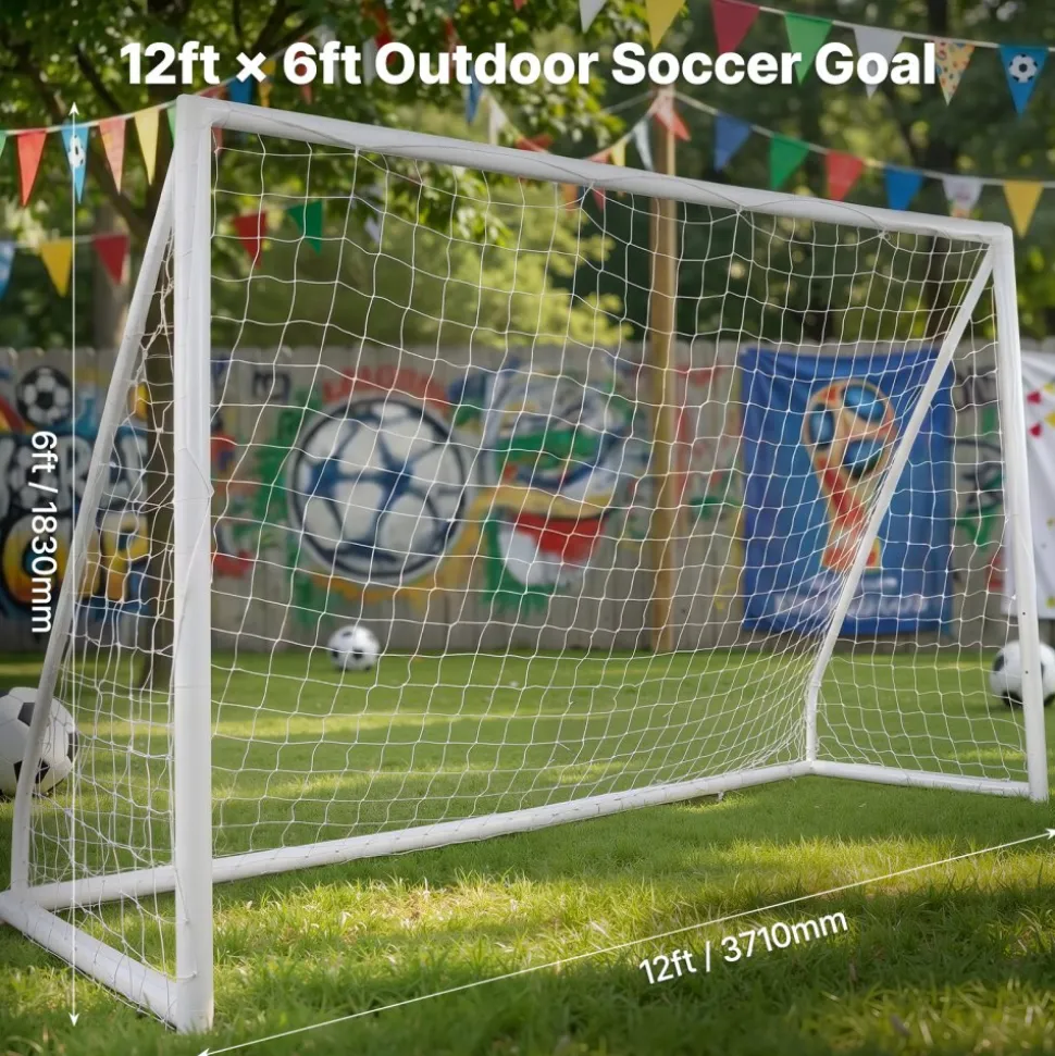 VEVOR Portable Soccer Goal, 12x6 ft Soccer Net, Adults Kids Backyard Soccer Net, Large Practice Soccer Net, Youth Training Soccer Goal Set, All-Weather Outdoor Soccer Goals with Carry Bag, 1 Pack