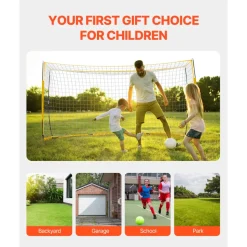 VEVOR Portable Soccer Goal, 12x6 ft Adults Kids Backyard Soccer Net, Large Practice Soccer Net, Steel Fiberglass Structure Training Goal Set, All-Weather Outdoor Soccer Goals with Carry Bag, Yellow