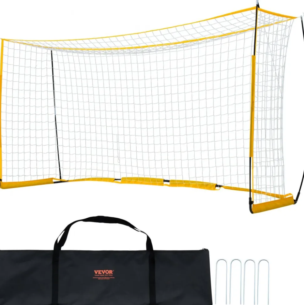 VEVOR Portable Soccer Goal, 12x6 ft Adults Kids Backyard Soccer Net, Large Practice Soccer Net, Steel Fiberglass Structure Training Goal Set, All-Weather Outdoor Soccer Goals with Carry Bag, Yellow
