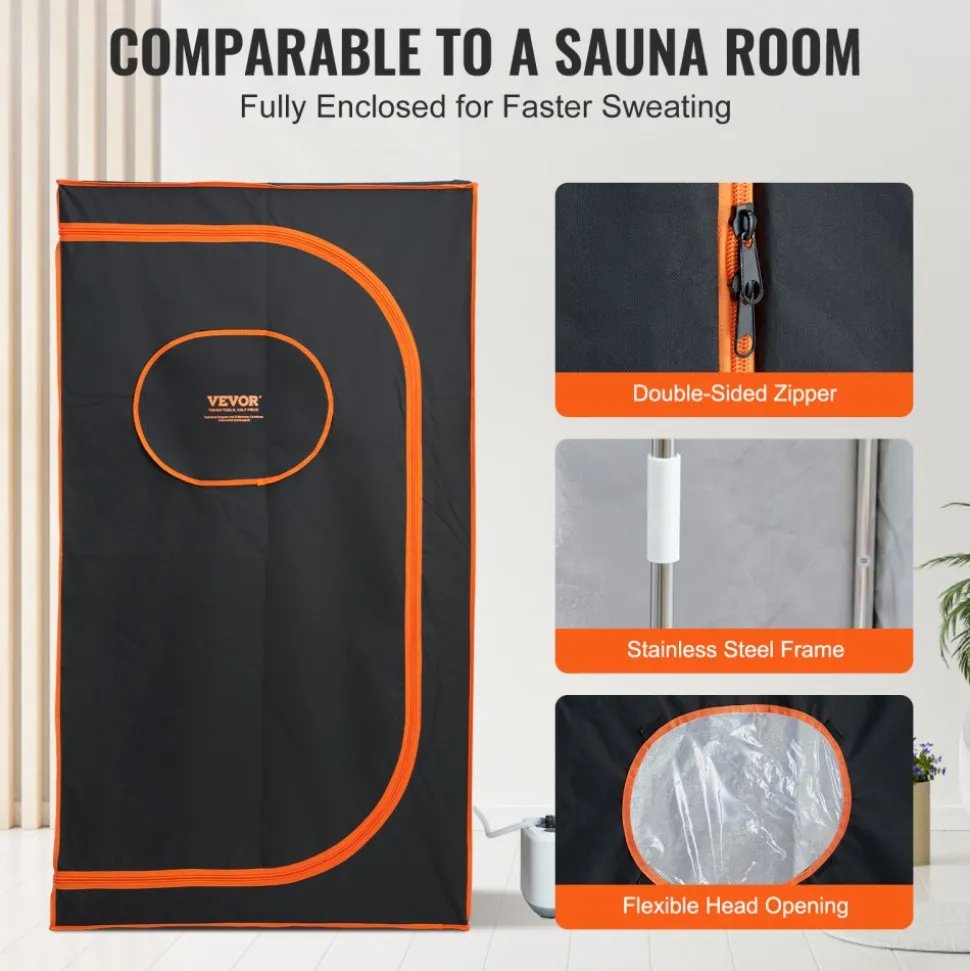 VEVOR Portable Steam Sauna Tent Full Size, 1000W Personal Sauna Blanket Kit for Home Spa, Detoxify & Soothing Heated Body Therapy, Time & Temperature Remote Control With Floor Mat