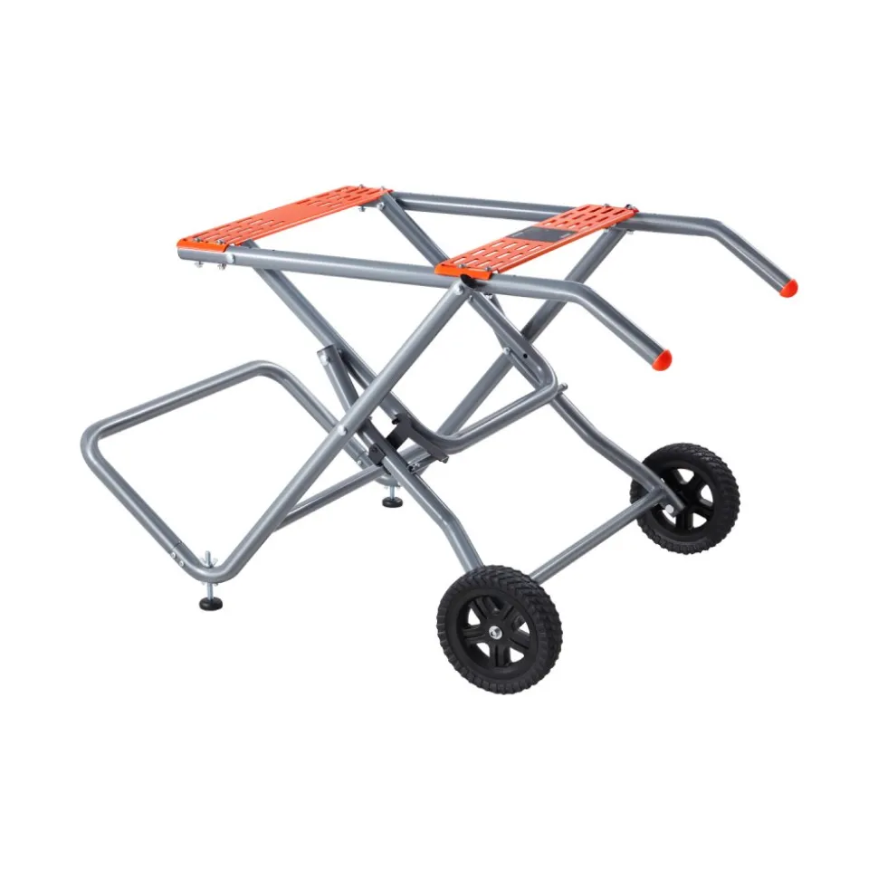 VEVOR Portable Table Saw Stand, 350 lbs Load Capacity, Rolling Foldable Table Saw Table with 8 Inches Rubber Wheels, Heavy Duty Construction, Easy Storage, Universal for Most Brands of Table Saws
