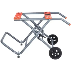 VEVOR Portable Table Saw Stand, 350 lbs Load Capacity, Rolling Foldable Table Saw Table with 8 Inches Rubber Wheels, Heavy Duty Construction, Easy Storage, Universal for Most Brands of Table Saws