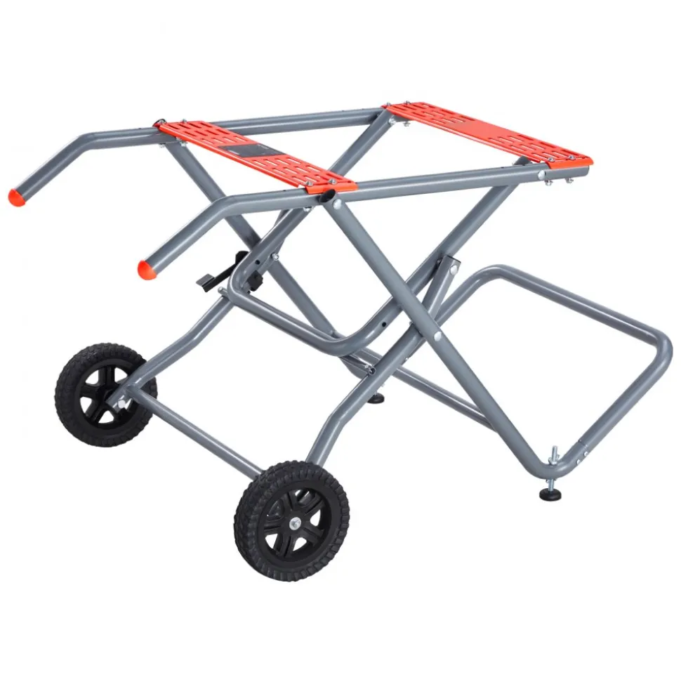 VEVOR Portable Table Saw Stand, 350 lbs Load Capacity, Rolling Foldable Table Saw Table with 8 Inches Rubber Wheels, Heavy Duty Construction, Easy Storage, Universal for Most Brands of Table Saws