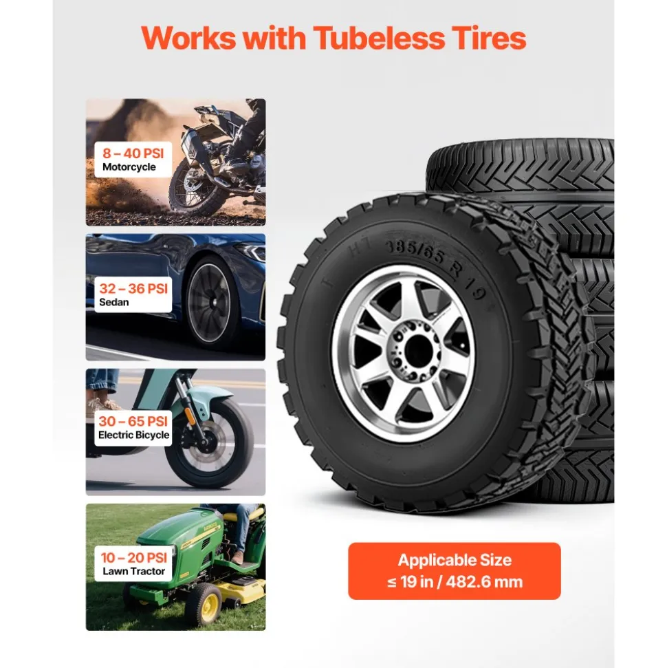 VEVOR Portable Tire Bead Seater, 1.6 Gal / 6 L Air Bead Blaster, Handheld Tire Inflator Tool, 87-116 PSI Operating Pressure, Trigger Seating Inflator for Car, Compact SUV, Light Truck, E-Bike, RV, ATV