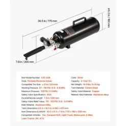 VEVOR Portable Tire Bead Seater, 2.1 Gal / 8 L Air Bead Blaster, Handheld Tire Inflator Tool, 87-116 PSI Operating Pressure, Trigger Seating Inflator for Car, Compact SUV, Light Truck, E-Bike, RV, ATV