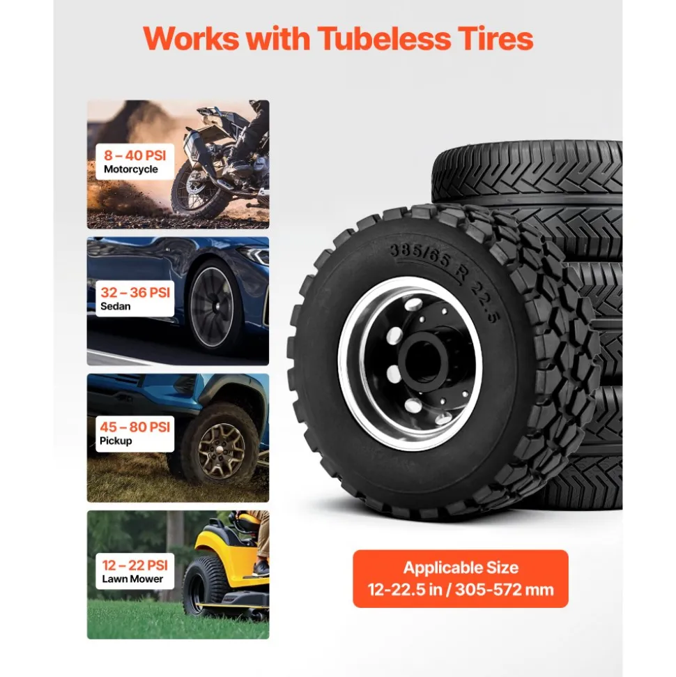 VEVOR Portable Tire Bead Seater, 2.6 Gal/10 L Air Bead Blaster, Handheld Tire Inflator Tool, 87-116 PSI Operating Pressure, Trigger Seating Inflator for Car, Compact SUV, Light Truck, E-Bike, RV, ATV