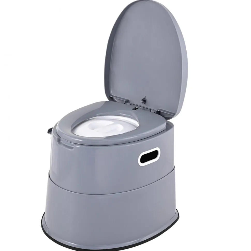 VEVOR Portable Toilet for Camping, 350 lbs Weight Capacity, Stainless Steel Foldable Camp Travel Toilet with Soft Seat for Adults, Suitable for Truckers, RV Travel, Camping, Road Trips, Outdoor Use