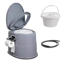 VEVOR Portable Toilet for Camping, 350 lbs Weight Capacity, Stainless Steel Foldable Camp Travel Toilet with Soft Seat for Adults, Suitable for Truckers, RV Travel, Camping, Road Trips, Outdoor Use