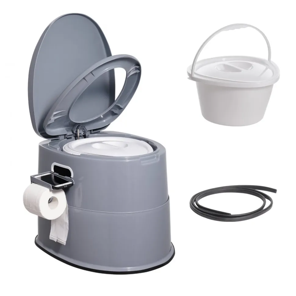 VEVOR Portable Toilet for Camping, 350 lbs Weight Capacity, Stainless Steel Foldable Camp Travel Toilet with Soft Seat for Adults, Suitable for Truckers, RV Travel, Camping, Road Trips, Outdoor Use